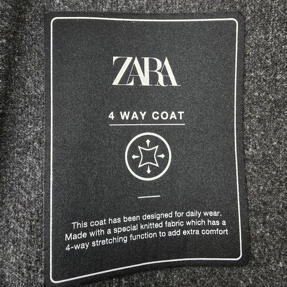 Zara 4 Way Coat Men M Gray 4-Way Stretch Knee Long Pea coat Overcoat Polyester - Picture 11 of 13